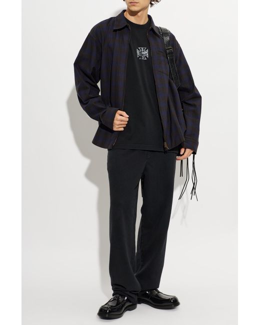 Vetements Blue Checked Zip-Front Shirt for men