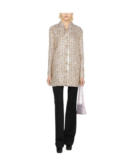 Giambattista Valli Natural Long-Sleeved Tweed Coat
