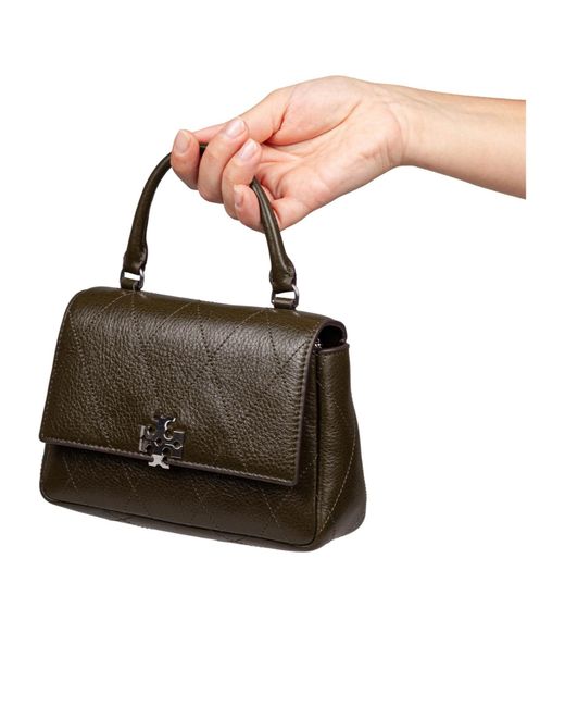 Tory Burch Brown Mini Charlie Quilted Top-Handle Crossbody