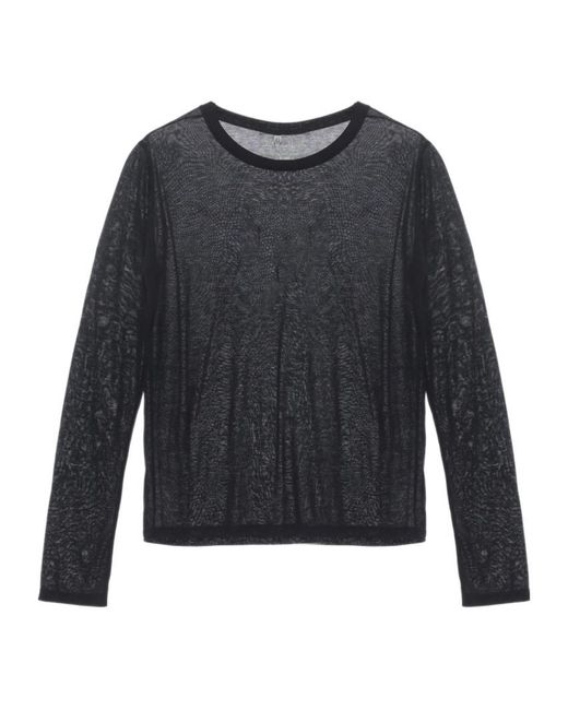 Baserange Blue Crew Neck Long-Sleeved T-Shirt