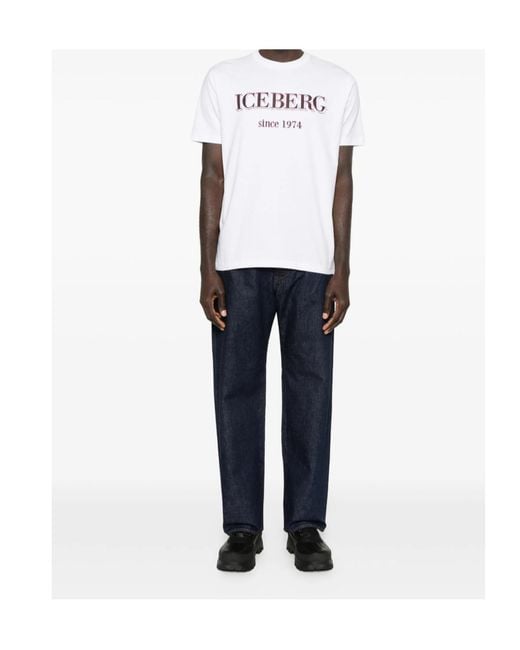 Iceberg White Short Sleeve Crewneck T-Shirt for men