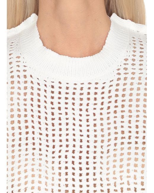 Junya Watanabe White Open-Knit Short Sleeved T-Shirt