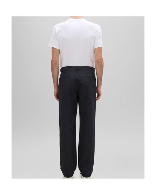 Aspesi Blue Adrien Slub Linen-Blend Trousers for men