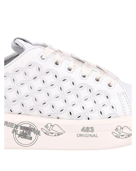 Premiata White Logo Low-Top Casual Shoes