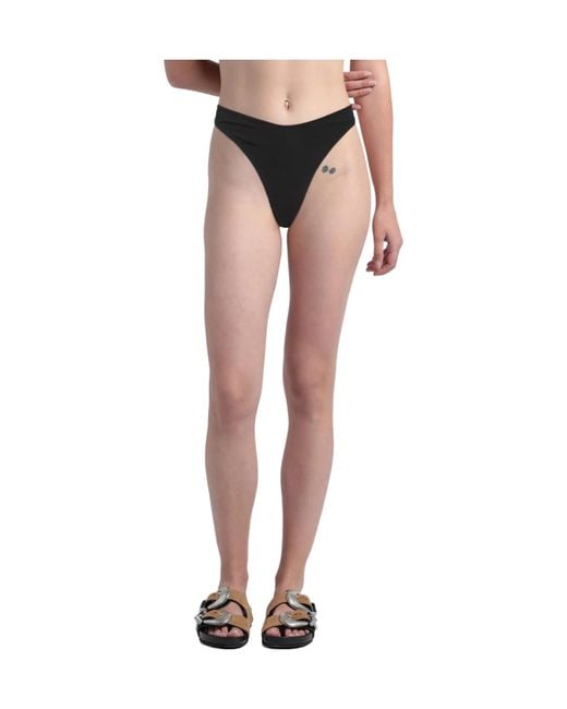 Ganni Black Solid-Color Bikini Bottom