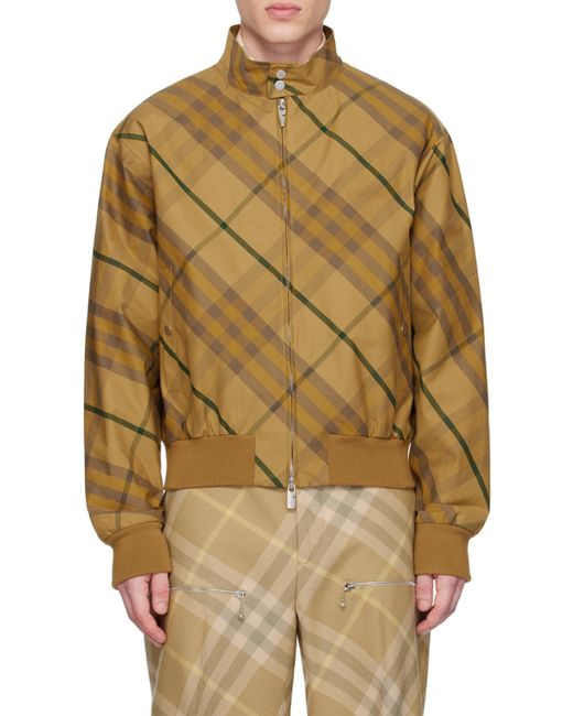 Burberry Green Check Printed Zipped Bomber Jacket for men