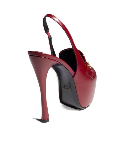 Gucci Red Platform Slingback With Horsebit