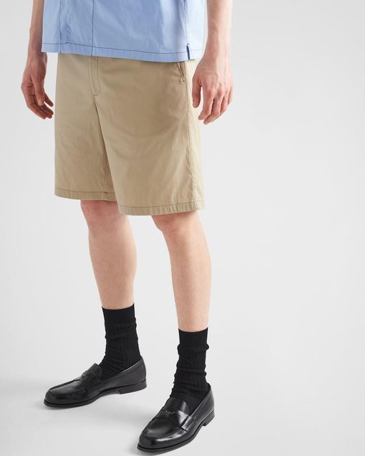 Prada Natural Logo-Patch Shorts for men