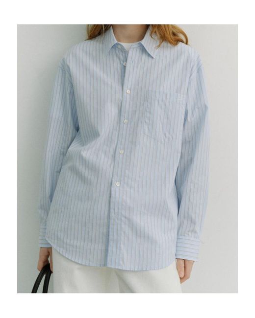 DUNST Blue Striped Button-Up Shirt for men