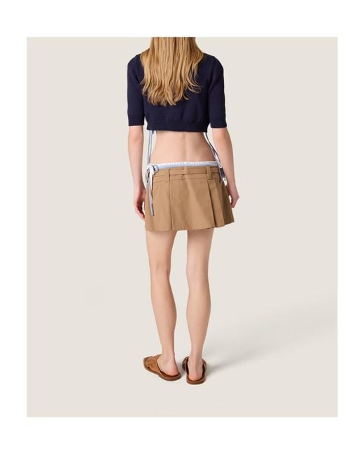 Miu Miu Blue Cropped Logo Cardigan