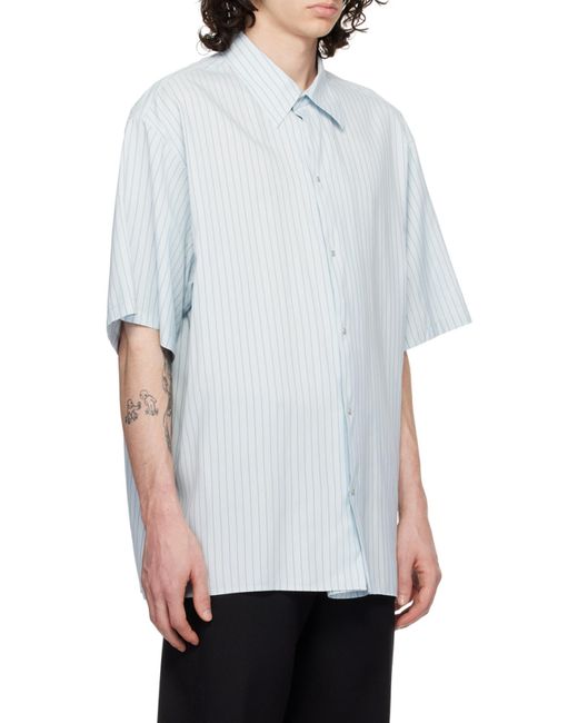 Lanvin White Striped Short-Sleeved Shirt for men