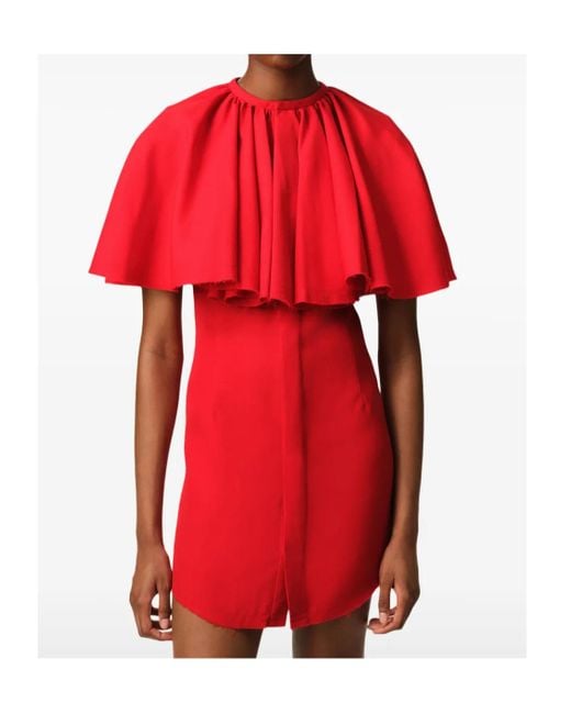 AMI Red Ami Ruffled Mini Dress