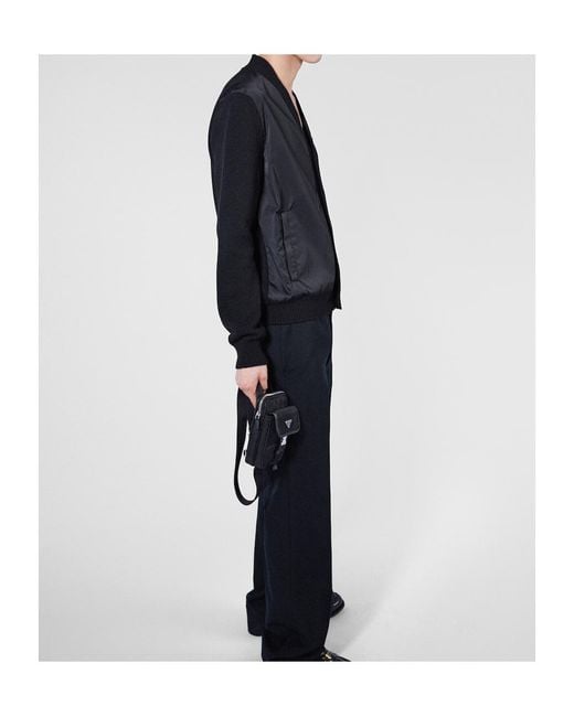 Prada Black Panelled Button-Up Cardigan for men