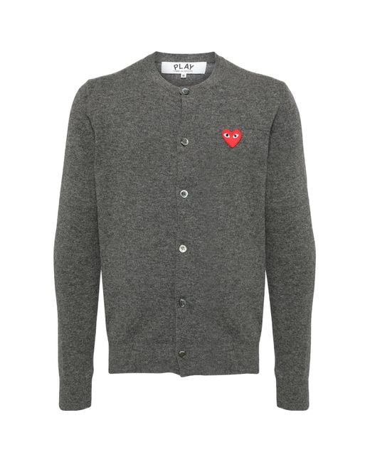 COMME DES GARÇONS PLAY Gray Comme Des Garçons Play Logo Patch Button-Up Cardigan for men