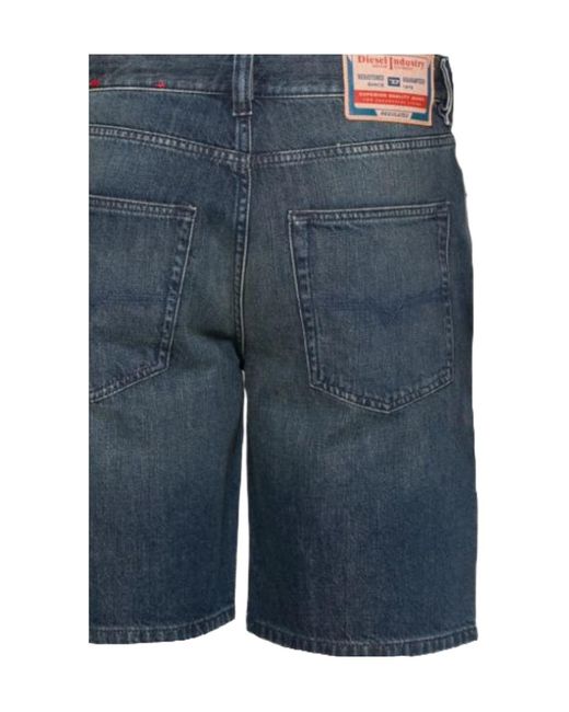 DIESEL Blue Five-Pocket Denim Shorts for men