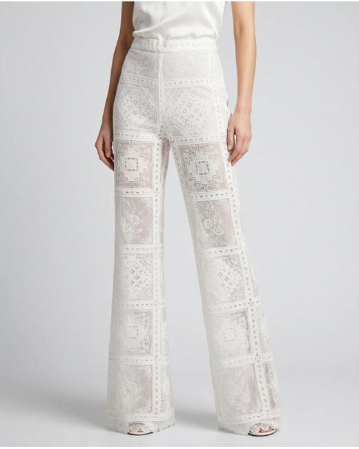 Zimmermann White Aster Embroidered Lace Pants