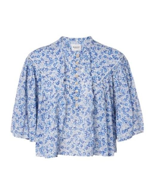 Isabel Marant Blue Floral Cotton Top