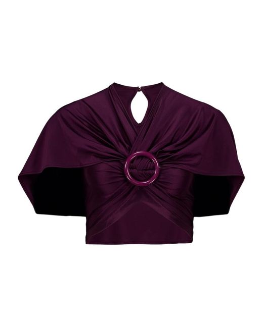 Rabanne Purple Rabanne Ruched V-Neck Top