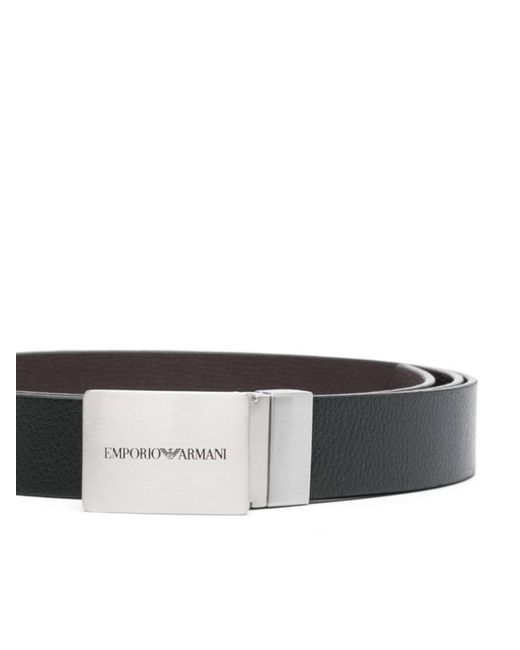 Emporio Armani White Logo-Buckled Reversible Belt for men