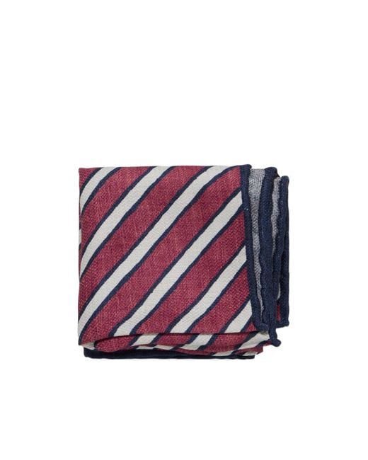 Brunello Cucinelli Purple Diagonal Striped Square Scarf for men