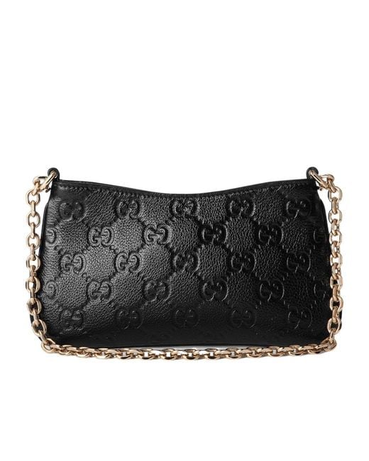 Gucci Black Gg Emblem Super Mini Shoulder Bag