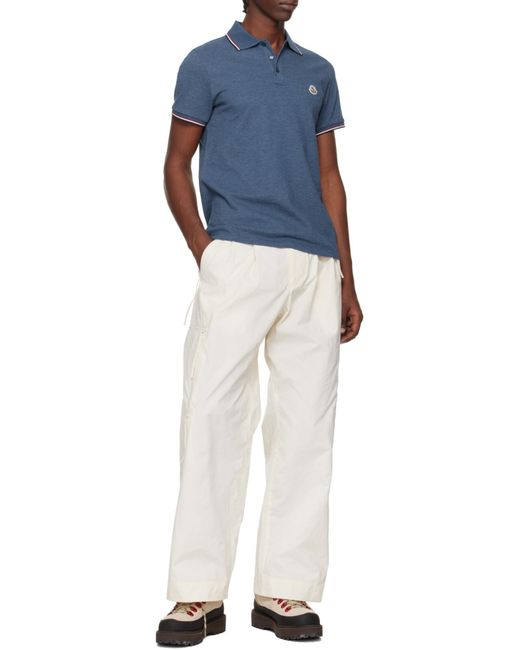 Moncler Blue Logo Patch Short-Sleeved Polo Shirt for men