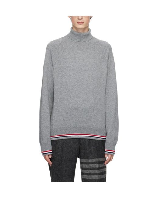 Thom Browne Gray Cashmere Turtle-Neck Sweater for men
