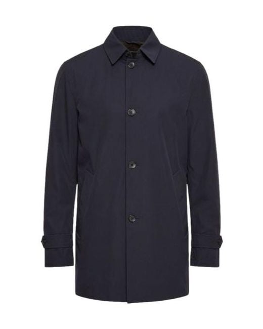 Herno Blue Straight Hem Buttoned Coat for men