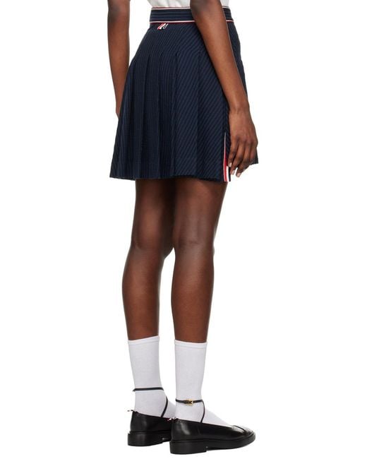 Thom Browne Blue Pleated High-Low Skirt