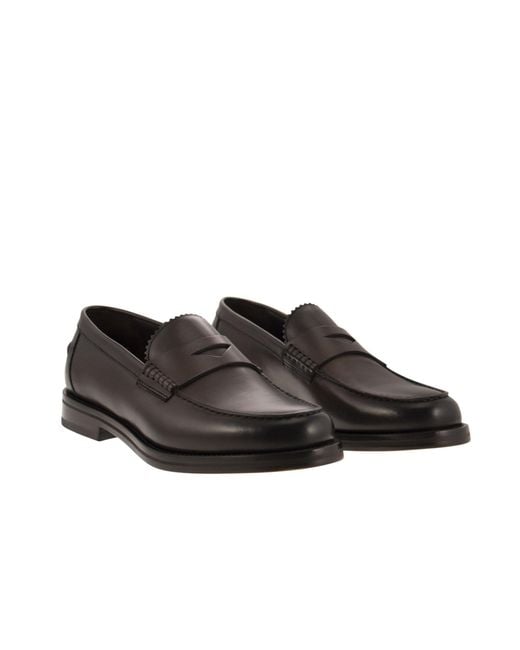 Doucal's Black Penny Slip-On Loafers for men