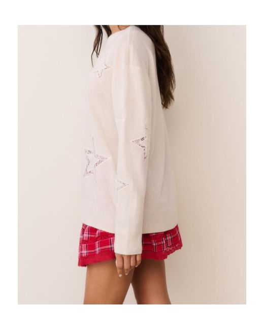 LoveShackFancy Natural Westcott Star Cutout Knitted Sweater