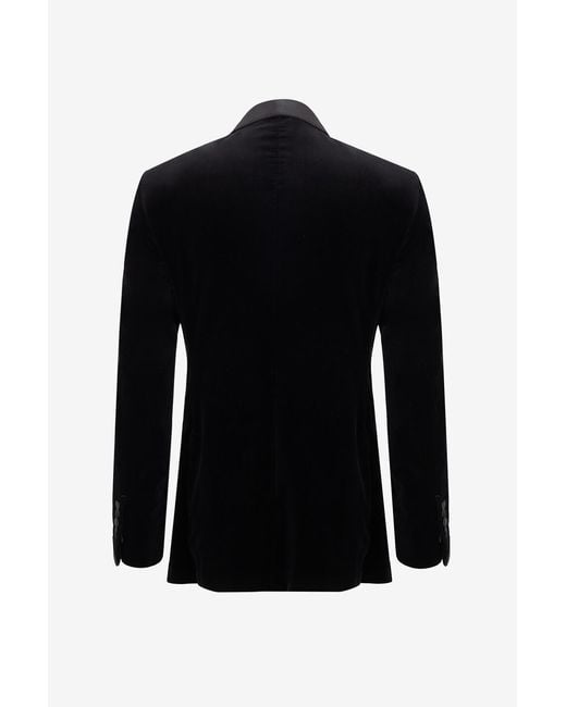 Tom Ford Black Sheldon Shawl-Collar Velvet And Satin Smoking Jacket for men