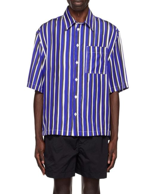 Bottega Veneta Blue Stripe Printed Shirt for men