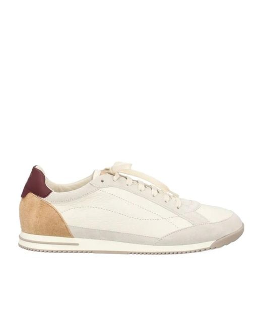 Brunello Cucinelli White Round-Toe Low-Top Sneakers for men
