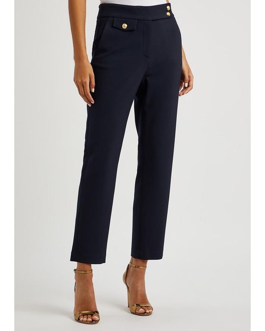 Veronica Beard Blue Renzo Straight-Leg Trousers