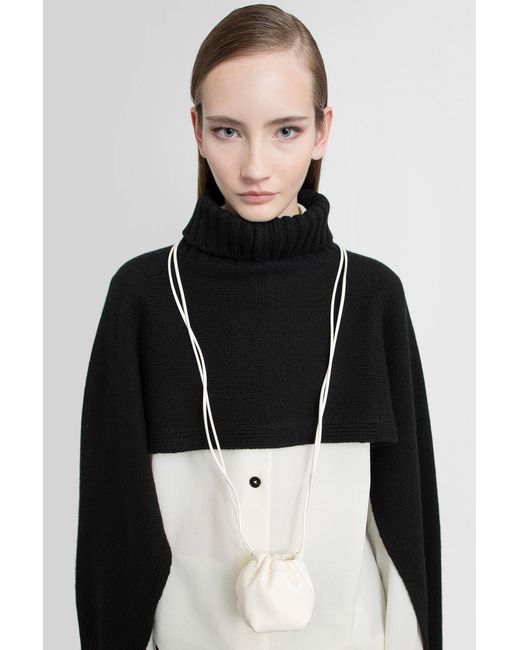 Jil Sander White Dumpling Drawstring Mini Bag