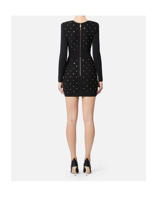 Elisabetta Franchi Black Lisabetta Franchi Diamond-Shaped Pattern Knitted Mini Dress