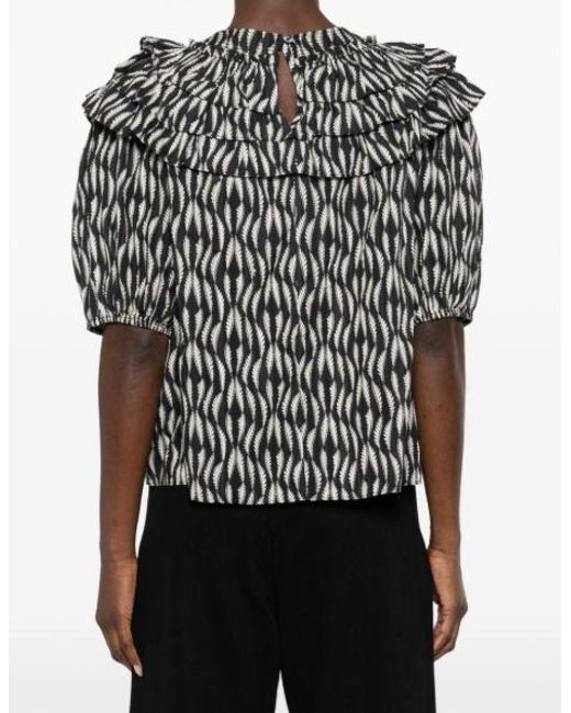 Ulla Johnson Black Round-Neck Pullover Shirt