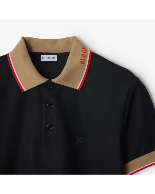 Burberry Black Cotton Polo Shirt for men