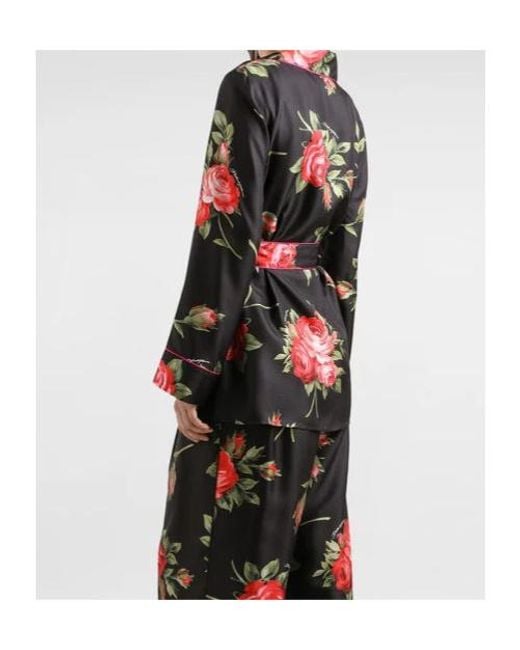 Dolce & Gabbana Black Floral Belted Jacket