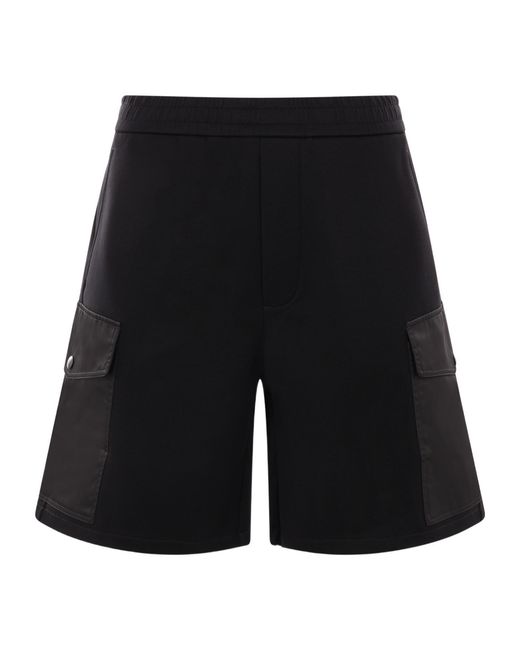 Prada Black Triangle-Logo Elasticated Waistband Shorts for men
