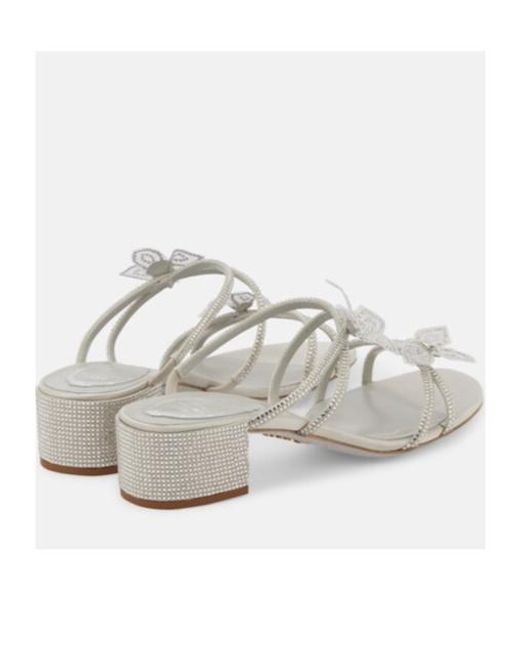 Rene Caovilla White Caterina Embellished Bow-Detail Sandals