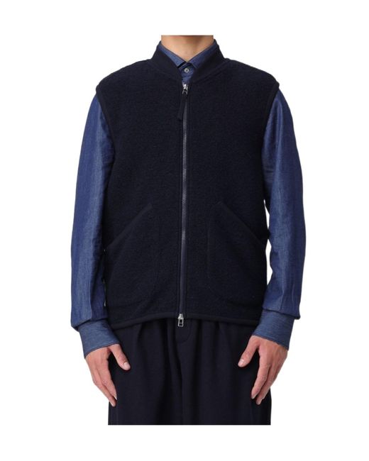Universal Works Blue Zip Front Waistcoat for men
