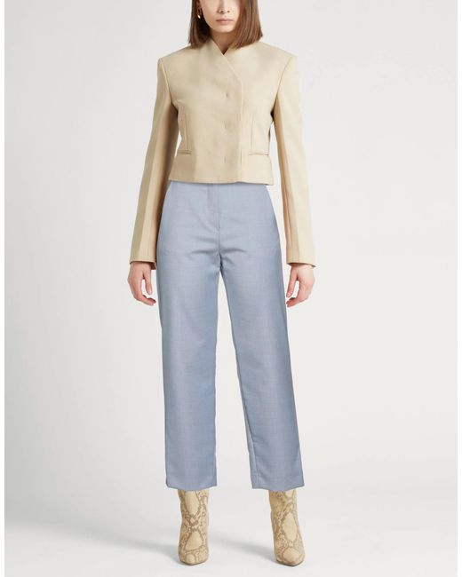 Max Mara Blue Houndstooth Straight-Leg Casual Pants