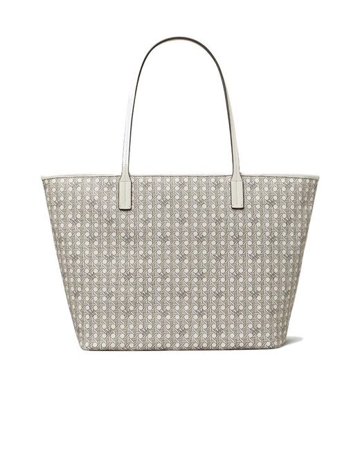 Tory Burch White Basketweave Tote Bag