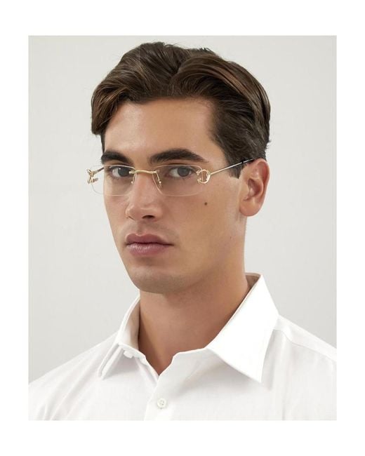 Cartier White Rectangle Frame Glasses for men