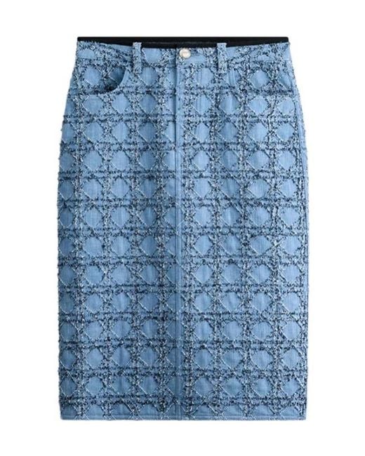 Dior Blue Iviera Cannage Pencil Skirt