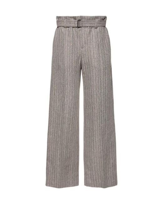 Brunello Cucinelli Gray Linen Blend Straight Pants