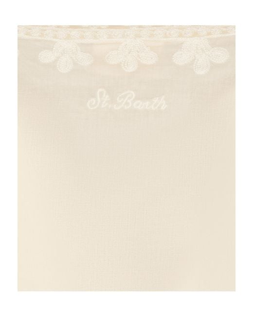 Mc2 Saint Barth White V-Neck Dress