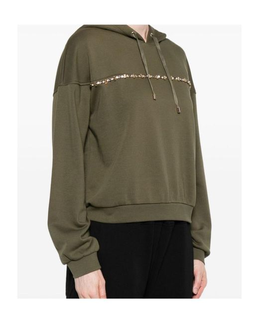 Liu Jo Green Embellished-Band Hoodie